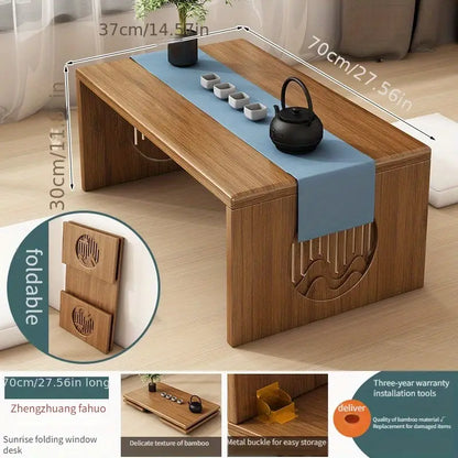 Folding Bamboo Coffee Table - Tatami-Style