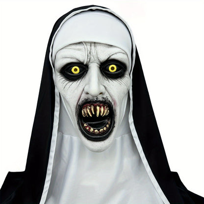 Synthetic Latex Spooky Nun Mask Halloween Costume