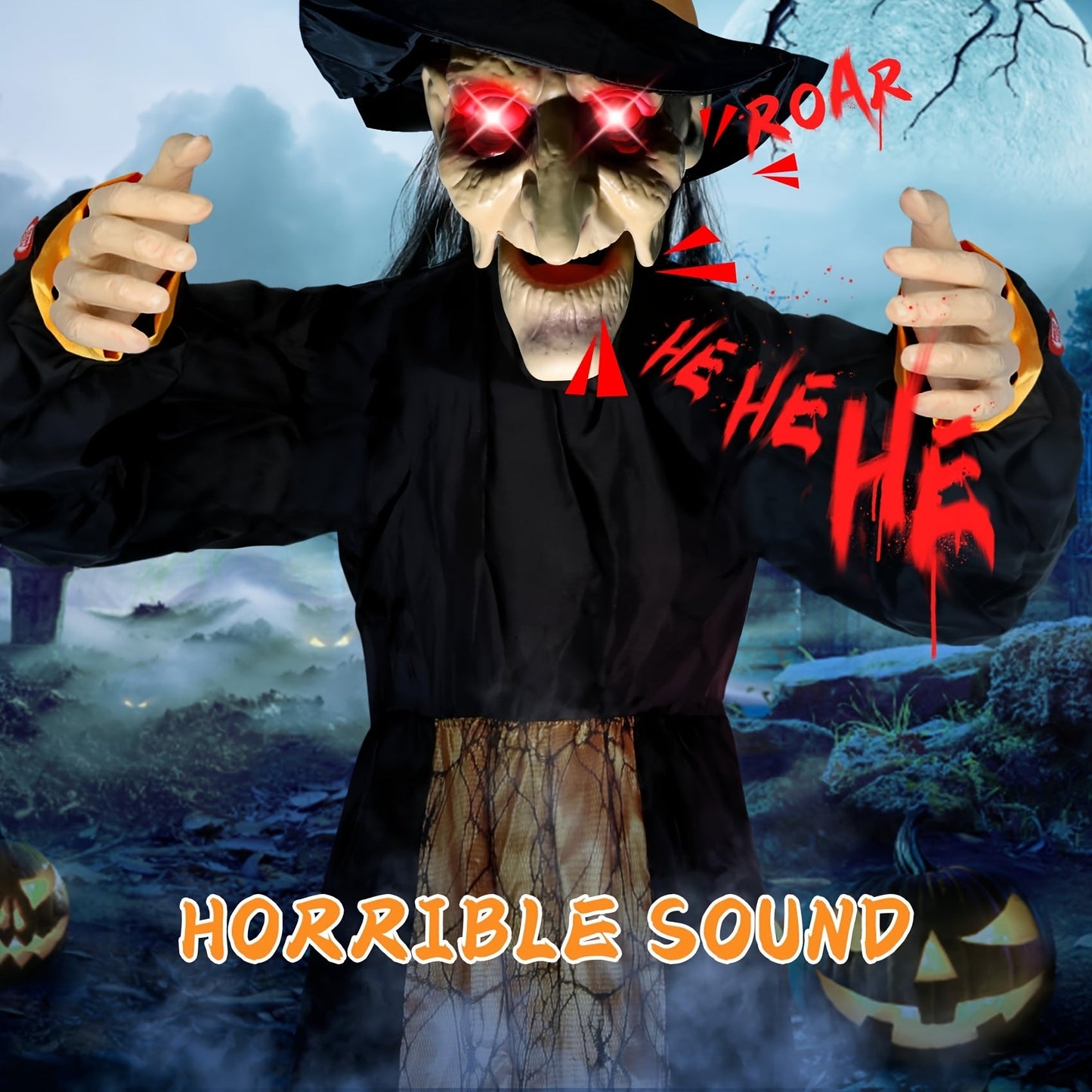 Motion-Activated Witch Sound Sensing Halloween Decoration