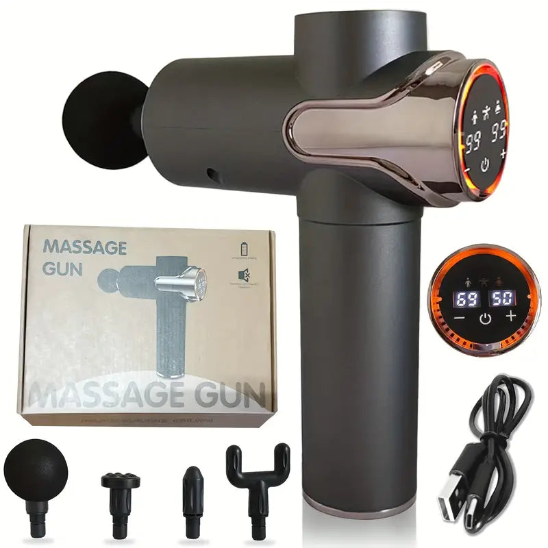 Professional Deep Tissue Massage Gun with 99-Speed LCD Display(Grey)