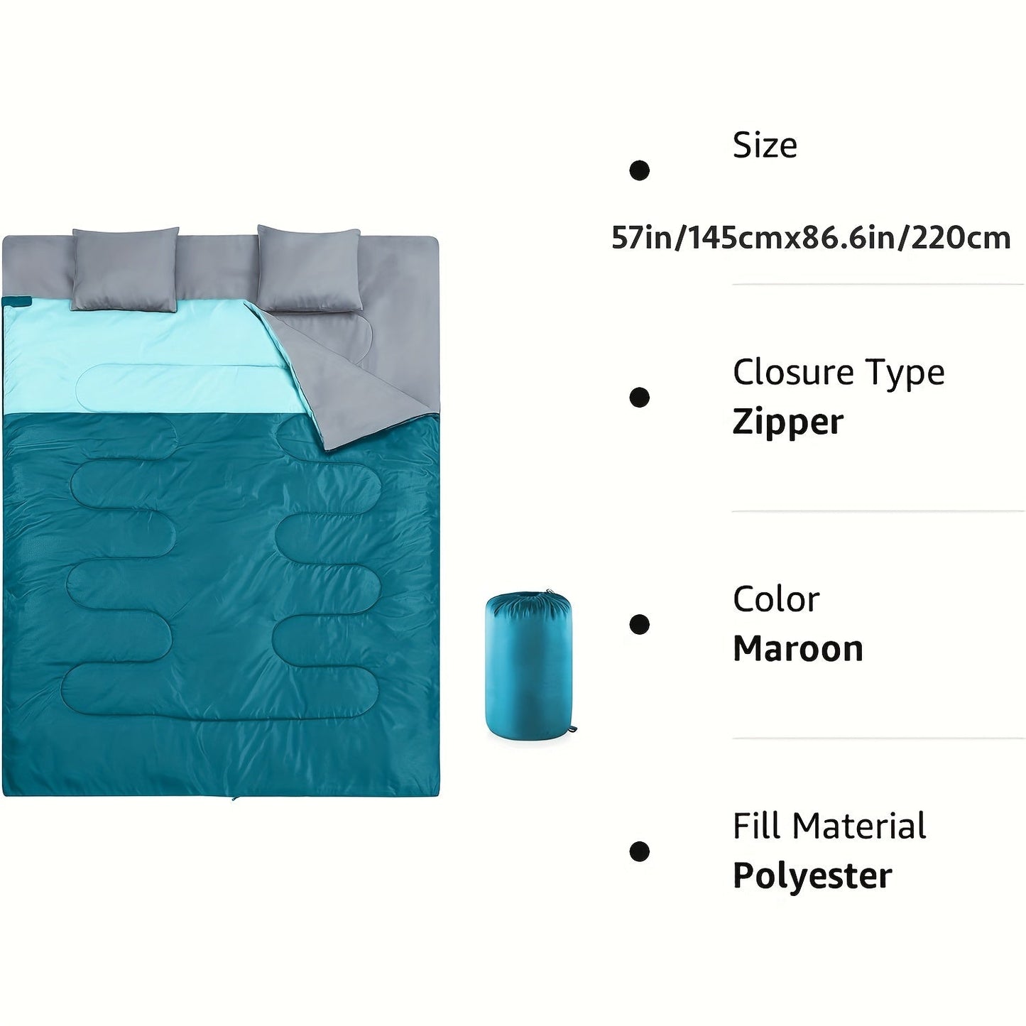 Double Sleeping Bag with Pillow (XL Queen)