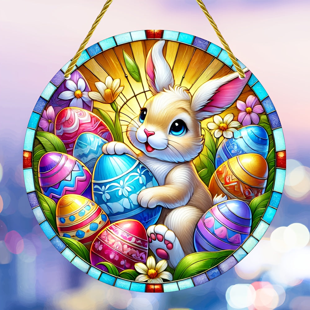 Easter Bunny Suncatcher Round Acrylic Hanging Sign
