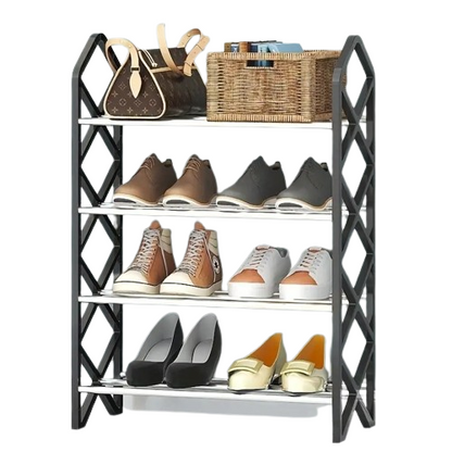 Elegance meets organization with this innovative dustproof shoe rack