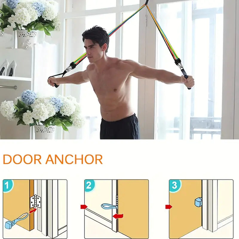 16pcs Resistance Bands Set with Handles - 5 Tube Fitness Bands