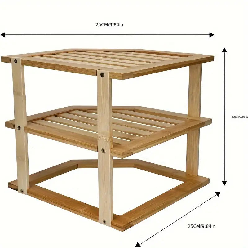 Bamboo Multi-Layer Corner Shelf - Stylish and Space-Saving Kitchen Storage