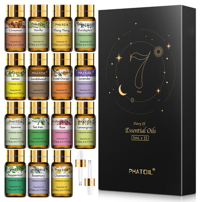 Premium Essential Oils Set for Diffuser (15pcs x 5ml)