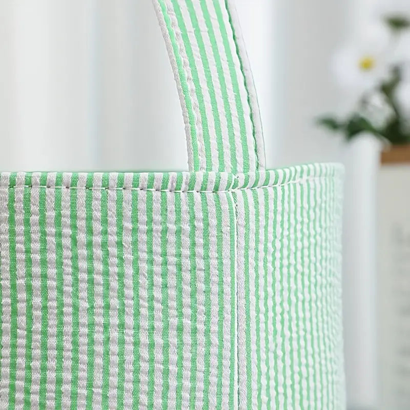 Easter Delight 3-Piece Seersucker Bunny Bag Set for Egg Hunting