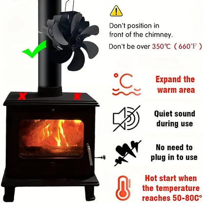6-Blade Wood Stove Fan - Upgrade Chimney-Bundled Type