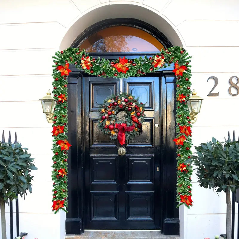 Enchanted Glow: Battery-Powered Artificial Christmas Garland Lights