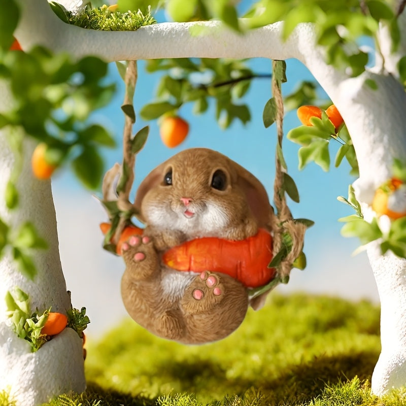 Resin Easter Bunny Carrot Figurine for Home Decor