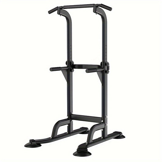 Foldable 10-Level Pull Up Tower – Pull Up Bar & Push Knee Raise Station(Black)