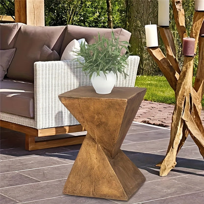 Concrete Side Table Faux Marble Pedestal Stand