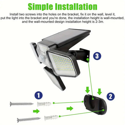 1pc Solar Garden Light Outdoor - 270 LEDs Solar Wall Light with Motion Sensor