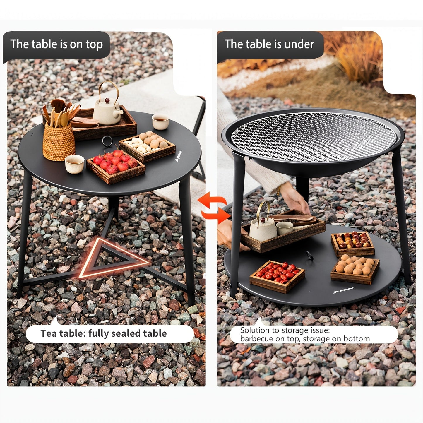 Charcoal Grill Round Iron BBQ for Outdoors