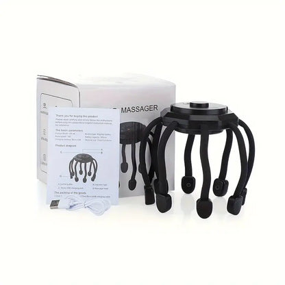 Rechargeable 8-Finger Scalp Massager - Black