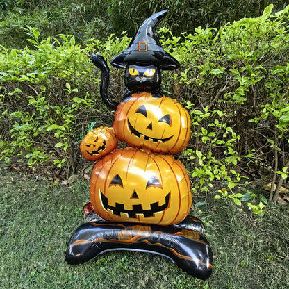 Halloween Witch Hat Pumpkin Cat Balloon Decor Set