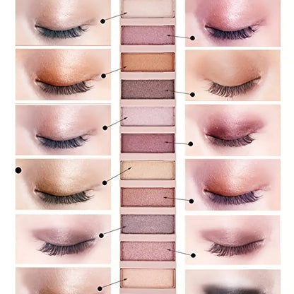 Glamour 12 Colors Nude Eyeshadow Palette, Professional, Matte and Shimmer Options