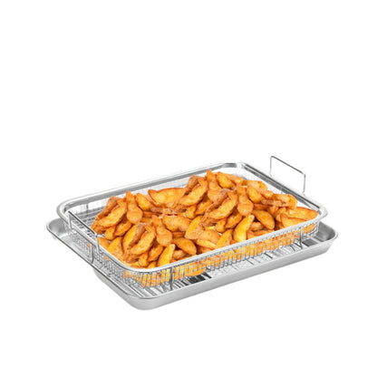 Stainless Steel Oven Grilling Basket with Double Handle