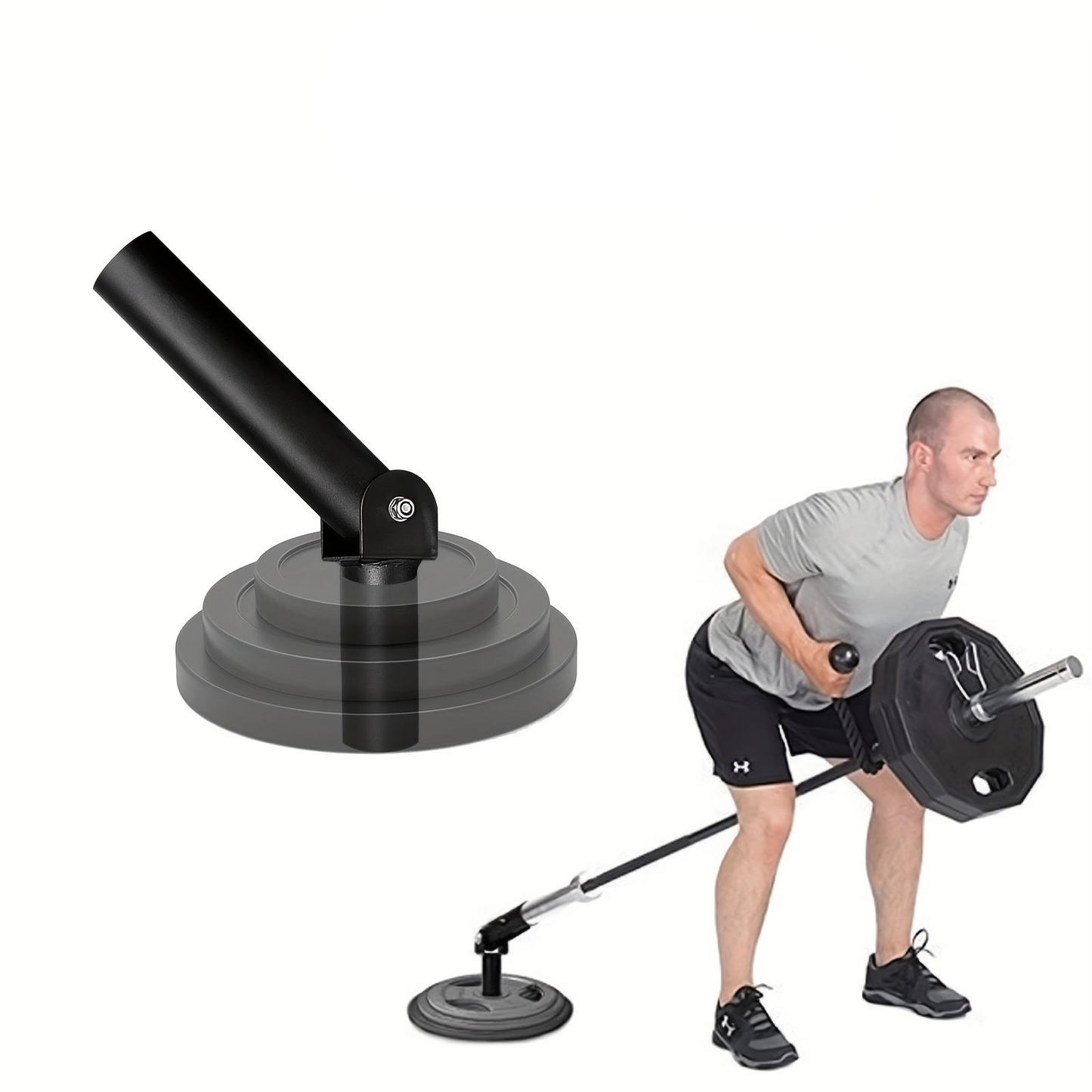 Heavy Duty T-Bar Row Barbell Attachment - High-Quality Iron(Black)