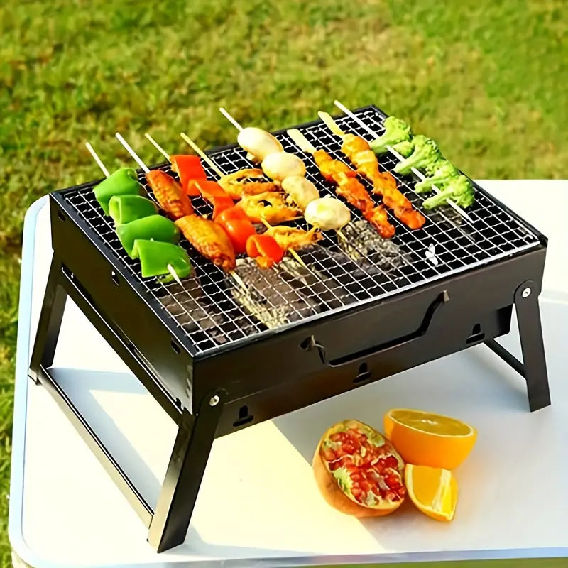 Portable Folding Charcoal BBQ Grill - Stainless Steel Outdoor Camping Stove