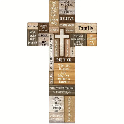 Faithful Reminders: Wooden Christian Cross Wall Decor with Biblical Verse