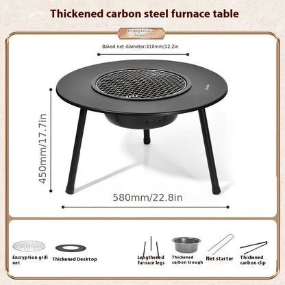 Outdoor Charcoal Grill & Tea Table Set