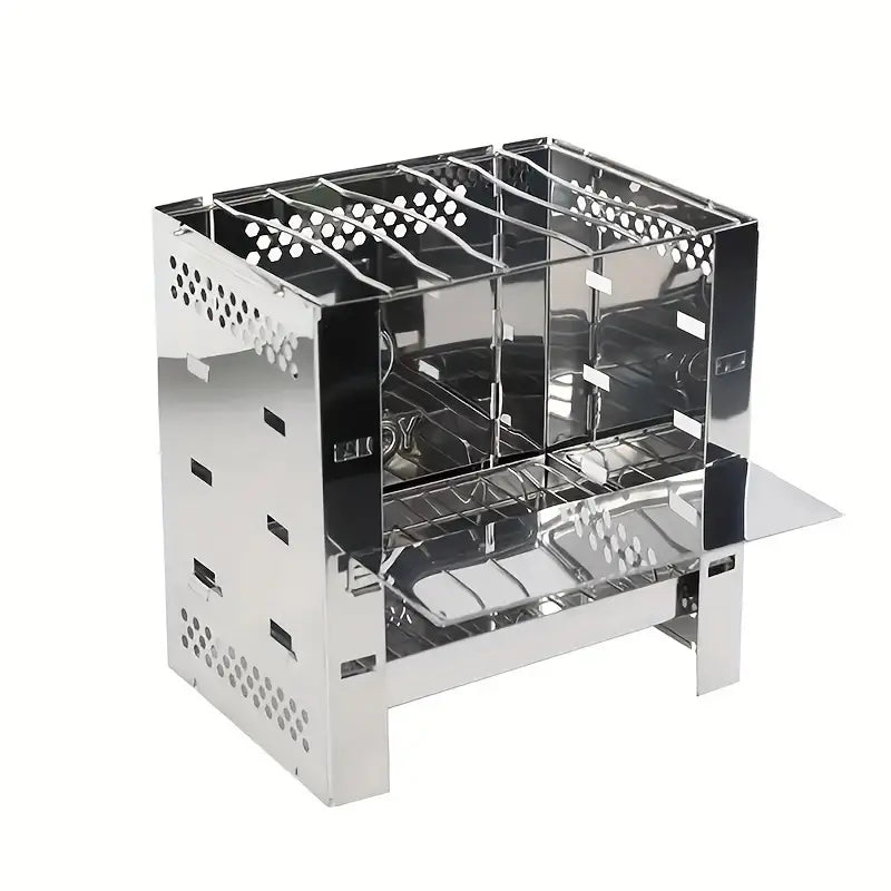 Portable Stainless Steel Wood Stove: Multi-functional Square Cookware(1pc)