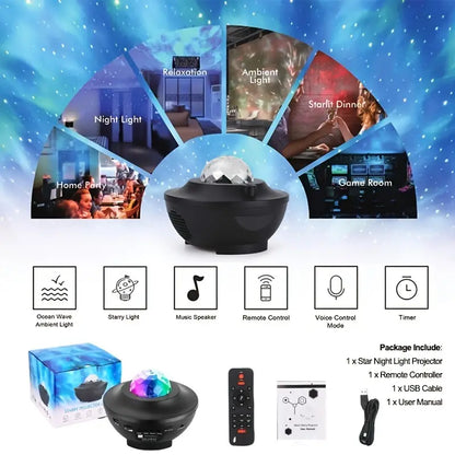 Star Projector Galaxy Projector with Remote Control - 3-in-1 Night Light
