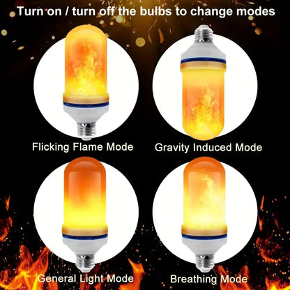 Twinkling Yuletide Flames: 4pc LED Christmas Light Bulb Set