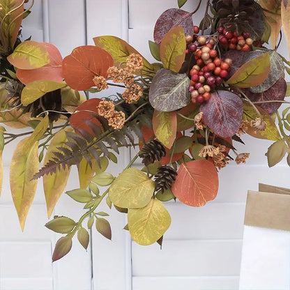 Autumn Glow: LED Light Wreath with Artificial Foliage