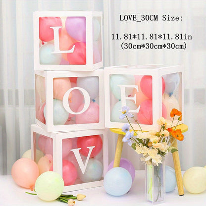 Transparent Balloon Box Set with White LOVE Letters