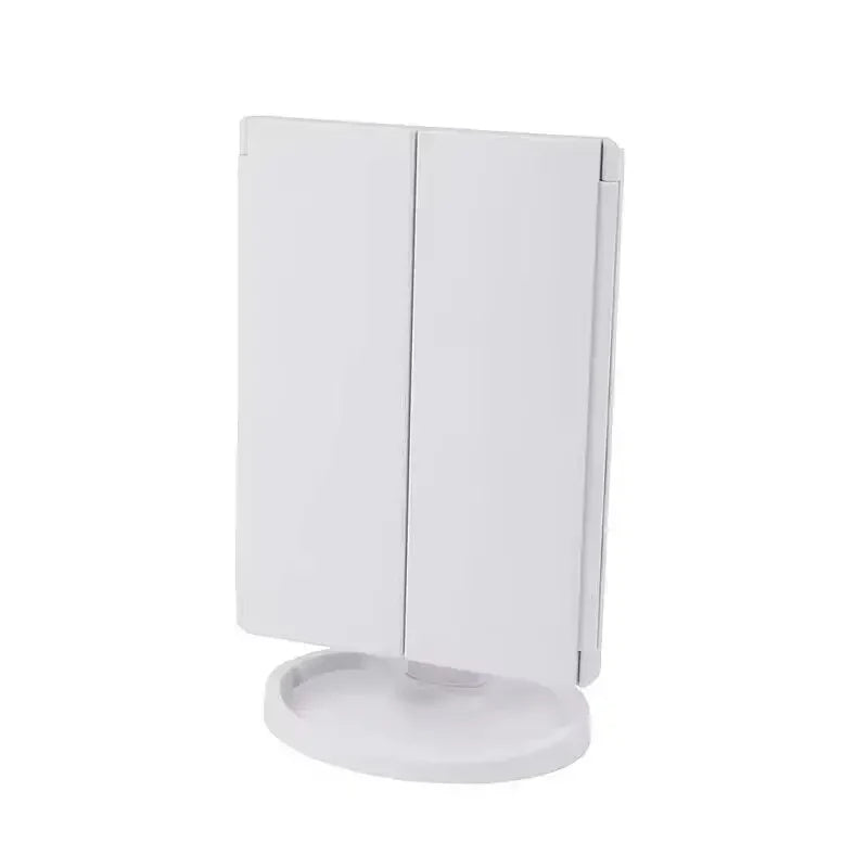 LED Lights 2X 3X Magnification Lighted Makeup Mirror,  Touch Control, Trifold Makeup Mirror, Rechargeable and dimmable light