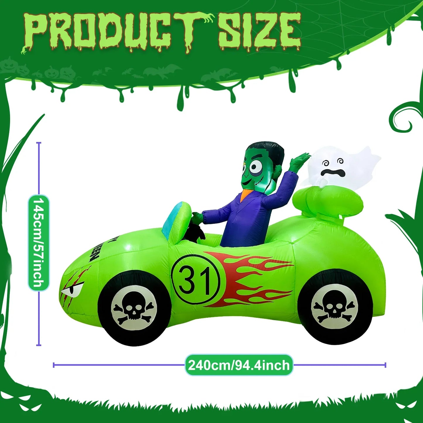 Halloween Inflatable Car Racing with Frank and Ghost