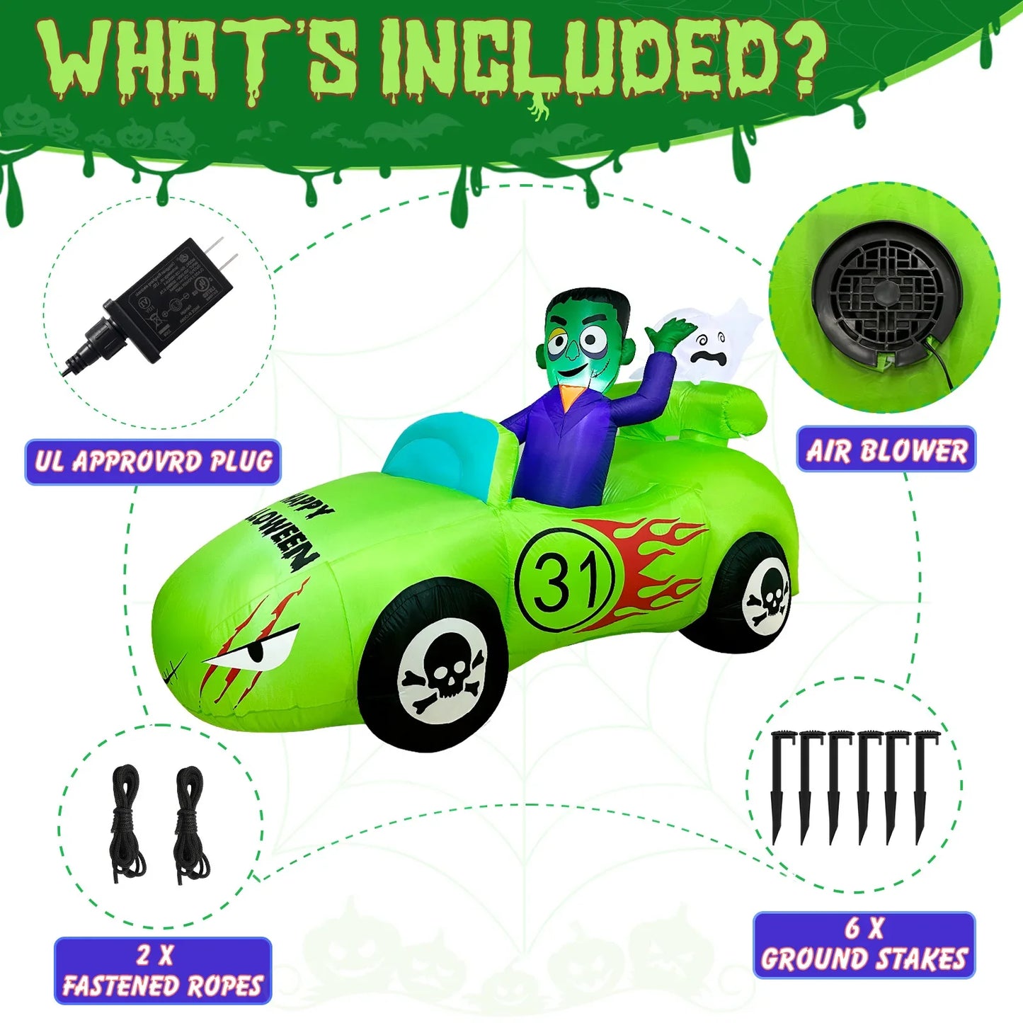 Halloween Inflatable Car Racing with Frank and Ghost