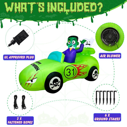 Halloween Inflatable Car Racing with Frank and Ghost