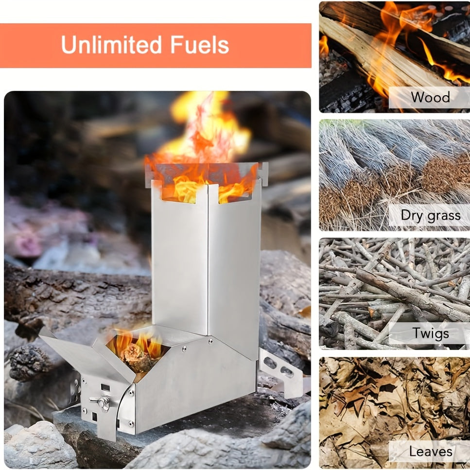 Rocket Outdoor L-Shaped Portable Wood Stove
