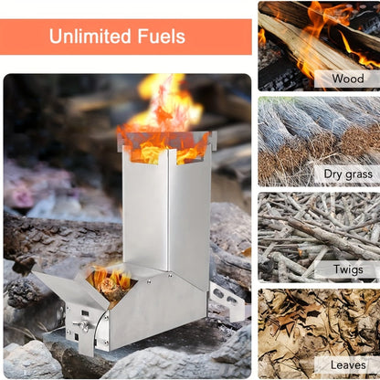 Rocket Outdoor L-Shaped Portable Wood Stove