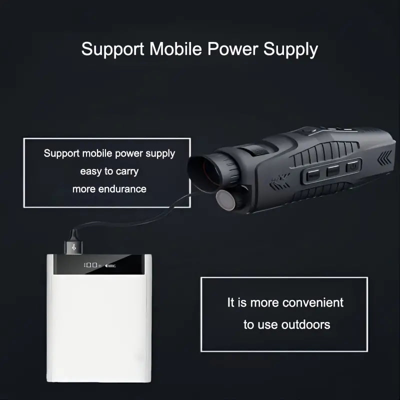 ABS R11 Night Vision Monocular - All Black Vision, 5x Digital Zoom, 984ft Range, 1080P Video, USB Charging