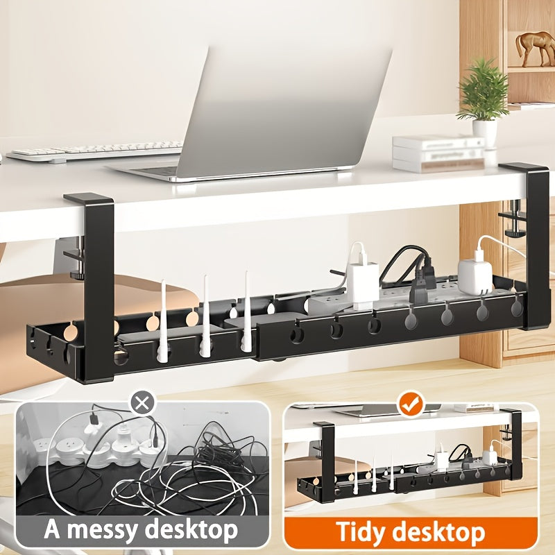 Adjustable Under-Table Cable Tray with Power Brackets