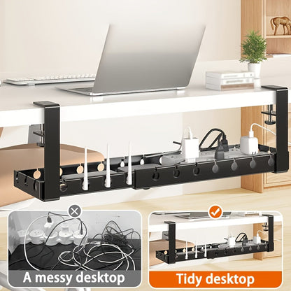 Adjustable Under-Table Cable Tray with Power Brackets