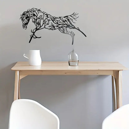 Iron Horse Branch Wall Decoration - Elegant Metal Animal Silhouette Craft