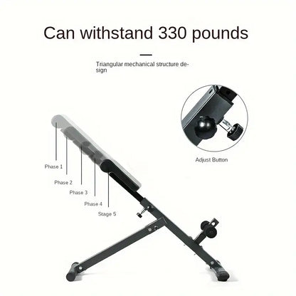 1pc Adjustable Roman Chair - Black, Waist and Abdomen Fitness Stool