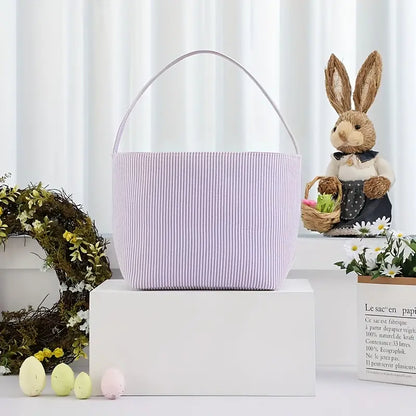 Easter Delight 3-Piece Seersucker Bunny Bag Set for Egg Hunting