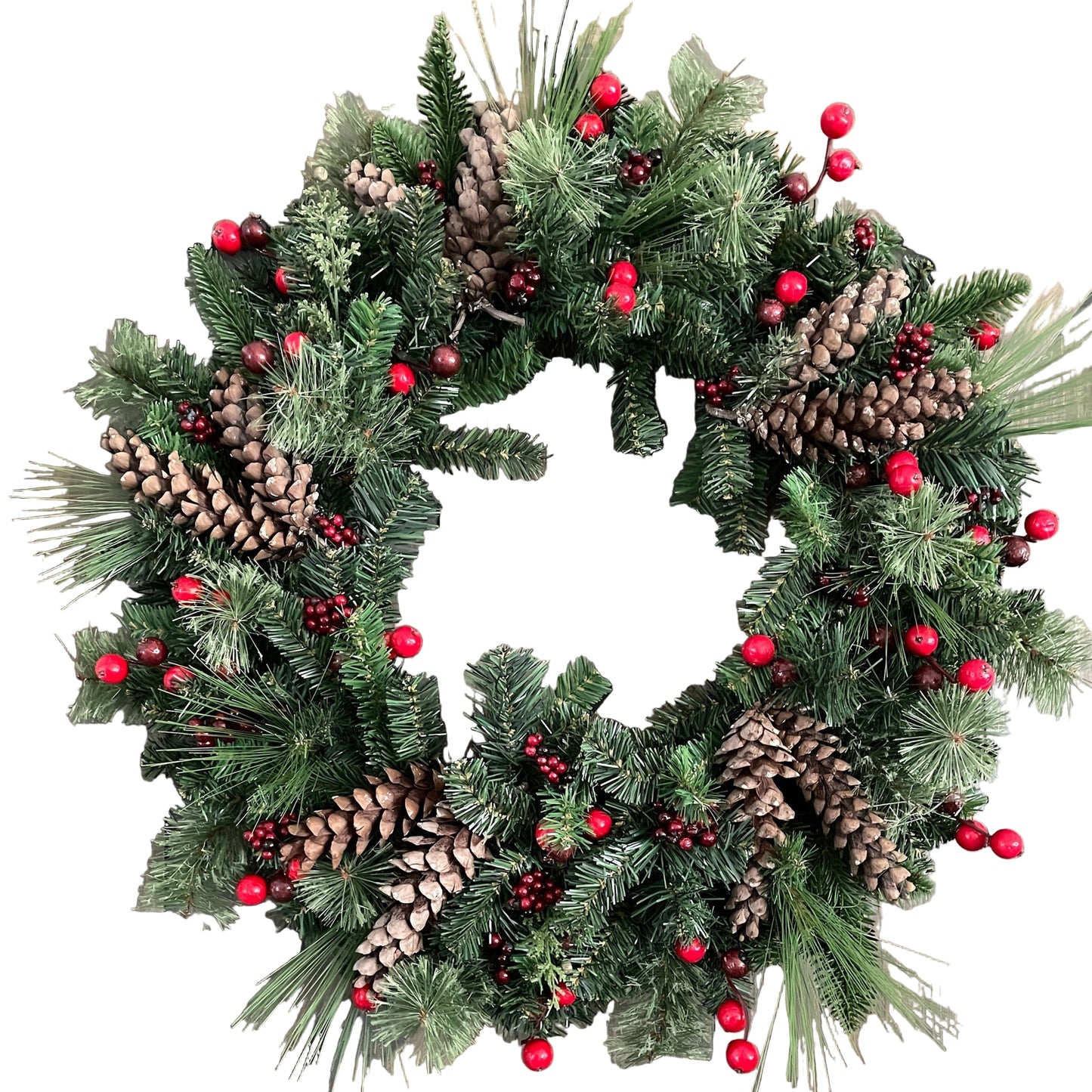 All-Season Christmas Door Wreath Pine Cones & Berries
