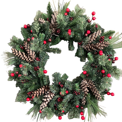 All-Season Christmas Door Wreath Pine Cones & Berries