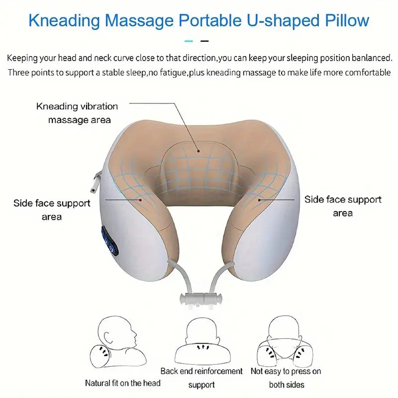 Electric Neck Massager with Heat - U-shaped Massage Pillow