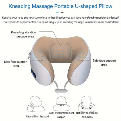 Electric Neck Massager with Heat - U-shaped Massage Pillow