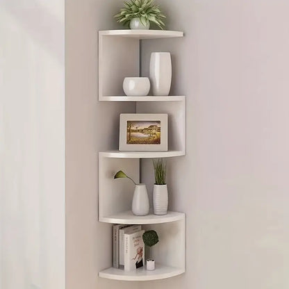 5-Layer PVC Corner Wall Shelf Bookshelf Organizer