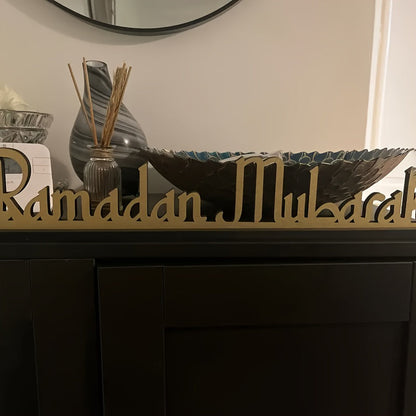 Wooden Ramadan Mubarak Table Sign Decor