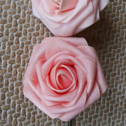 25-Piece Real Touch Artificial Rose Flower Arrangement - Shimmer Blush & Peach